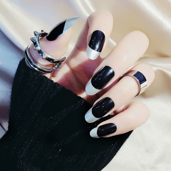 huamianli the finished manicure 24 boxed fake nails black silver round french long fake nails patch acrylic french nail tips s1, Red;gold
huamianli the finished manicure 24 boxed fake nails black silver round french long fake nails patch acrylic french nail tips s1, Red;gold