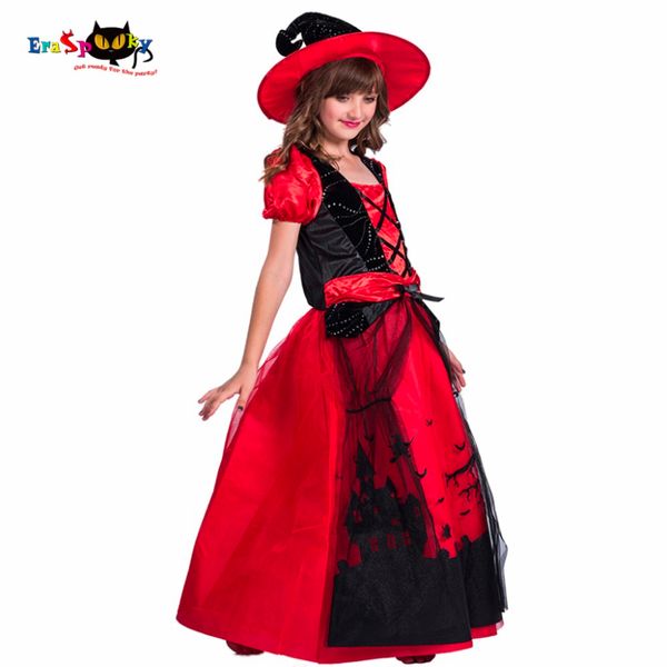 fancy red witch costumes for kids mesh lace party dress with hat children anime cosplay girls halloween costume 2017, Black;red
fancy red witch costumes for kids mesh lace party dress with hat children anime cosplay girls halloween costume 2017, Black;red