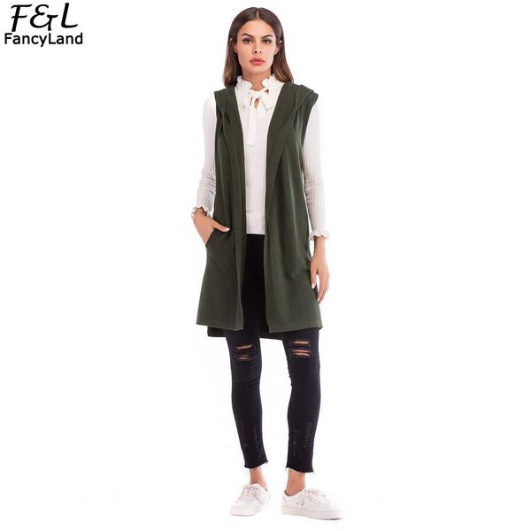 fashion casual cardigan hooded vest sleeveless knit women long sweater spring autumn gray winter black solid green sweater, White;black
fashion casual cardigan hooded vest sleeveless knit women long sweater spring autumn gray winter black solid green sweater, White;black