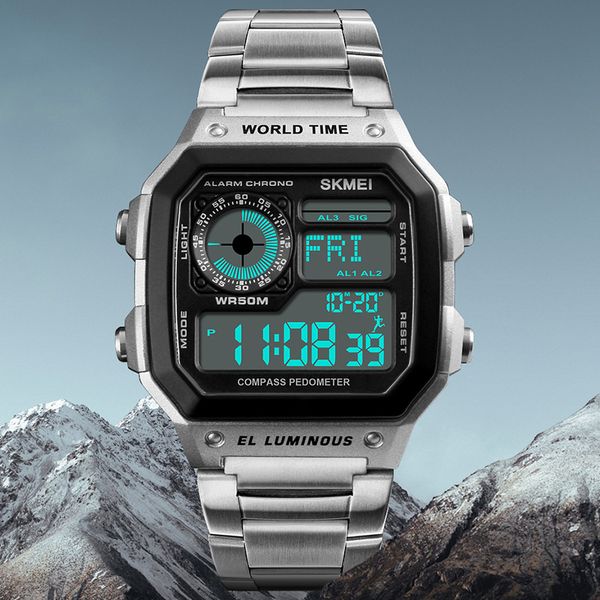 men outdoor compass sports watches men countdown pedometer waterproof full steel digital wrist watch relogio masculino, Slivery;brown
men outdoor compass sports watches men countdown pedometer waterproof full steel digital wrist watch relogio masculino, Slivery;brown
