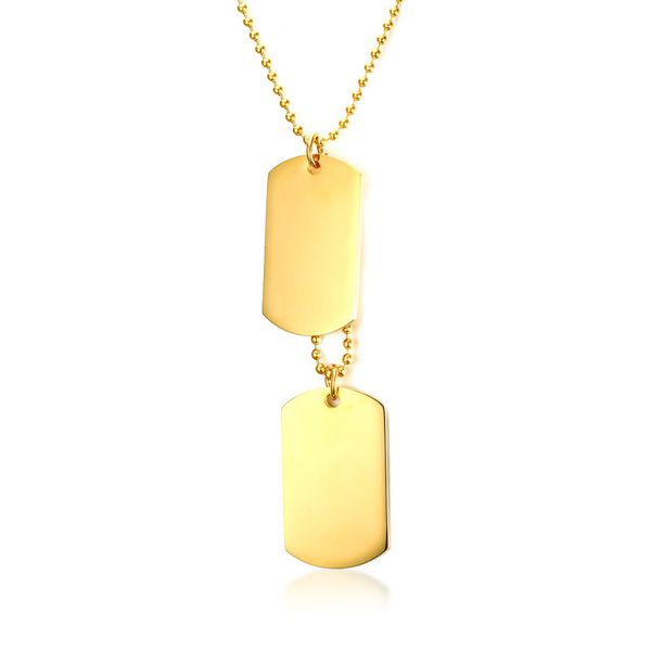 stainless steel double dog tag necklace pendant id men jewelry gold color 24" chain necklace for men 3 colors, Silver
stainless steel double dog tag necklace pendant id men jewelry gold color 24" chain necklace for men 3 colors, Silver