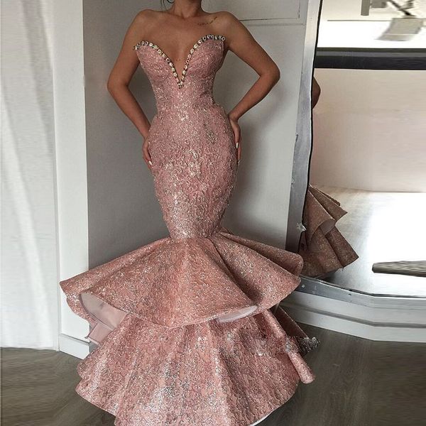 mermaid prom dresses beaded collar sweetheart tiered lace evening dress sleeveless back zipper party gowns formal wear vestidos, Black
mermaid prom dresses beaded collar sweetheart tiered lace evening dress sleeveless back zipper party gowns formal wear vestidos, Black