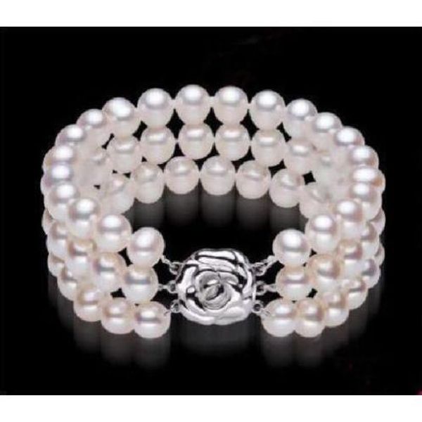 triple strands 9-10mm south sea white natural round pearl bracelet 7.5-8 inch, Black
triple strands 9-10mm south sea white natural round pearl bracelet 7.5-8 inch, Black