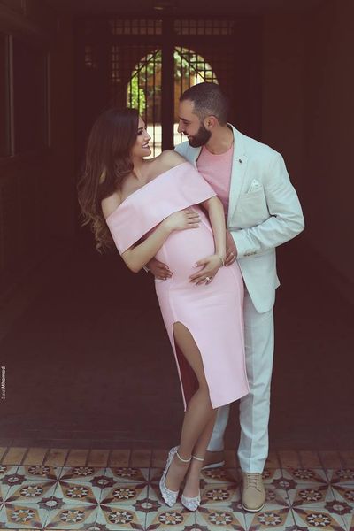 2019 said mhamad off shoulder pink sheath prom dresses knee length side split formal evening wear party gowns custom made, Black
2019 said mhamad off shoulder pink sheath prom dresses knee length side split formal evening wear party gowns custom made, Black