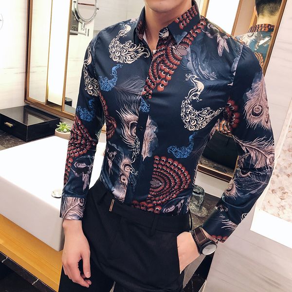 british dress new printed casual version single breasted regular print turn-down collar hawaiian style long shirts, White;black
british dress new printed casual version single breasted regular print turn-down collar hawaiian style long shirts, White;black
