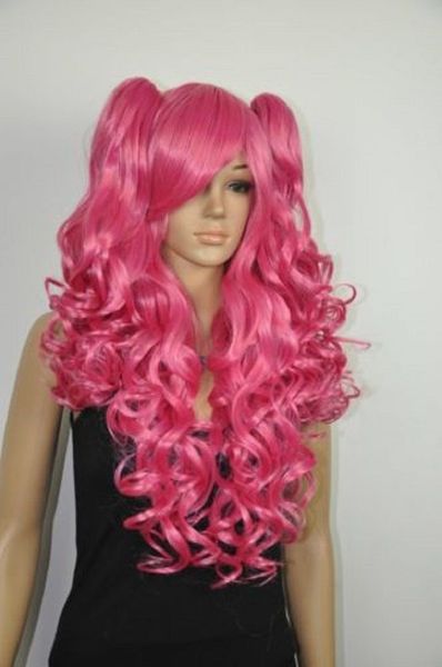 new rose red lolita girl women long wavy curly cosplayhair wigs 2 ponytail, Black
new rose red lolita girl women long wavy curly cosplayhair wigs 2 ponytail, Black