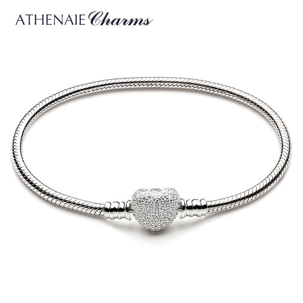 athenaie 925 sterling silver snake chain with pave clear cz heart clasp bracelet fit all european charm beads, Black
athenaie 925 sterling silver snake chain with pave clear cz heart clasp bracelet fit all european charm beads, Black