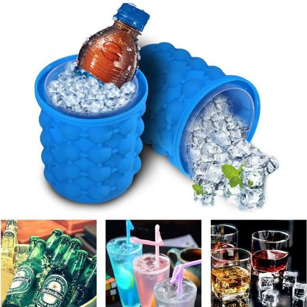 

13.5*13.5*13cm silicone ice cube ice bucket revolutionary space saving ice genie kitchen tools for chilling beverage i237