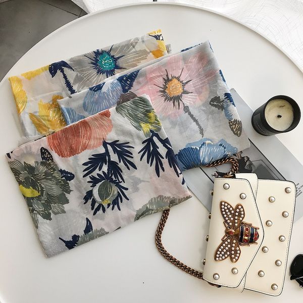 2018 new scarf stamping rose pattern printing women's scarf pastoral style wild thin holiday sunscreen shawl, Blue;gray
2018 new scarf stamping rose pattern printing women's scarf pastoral style wild thin holiday sunscreen shawl, Blue;gray