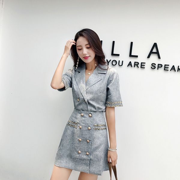 summer new slim slim double-breasted five-point sleeve suit collar professional suit mini skirt two-piece gray jq47
summer new slim slim double-breasted five-point sleeve suit collar professional suit mini skirt two-piece gray jq47