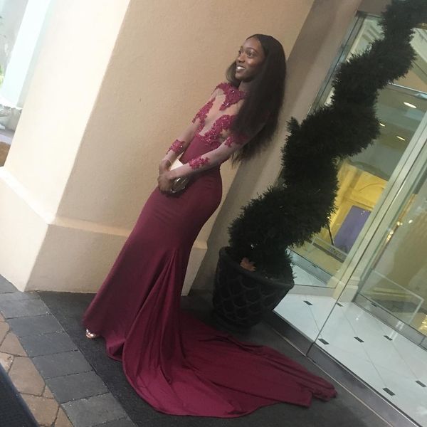 2019 black gilrs red mermaid evening dresses long sleeves jewel neck beads lace applique prom gowns elegant formal dresses evening wear, Black;red
2019 black gilrs red mermaid evening dresses long sleeves jewel neck beads lace applique prom gowns elegant formal dresses evening wear, Black;red