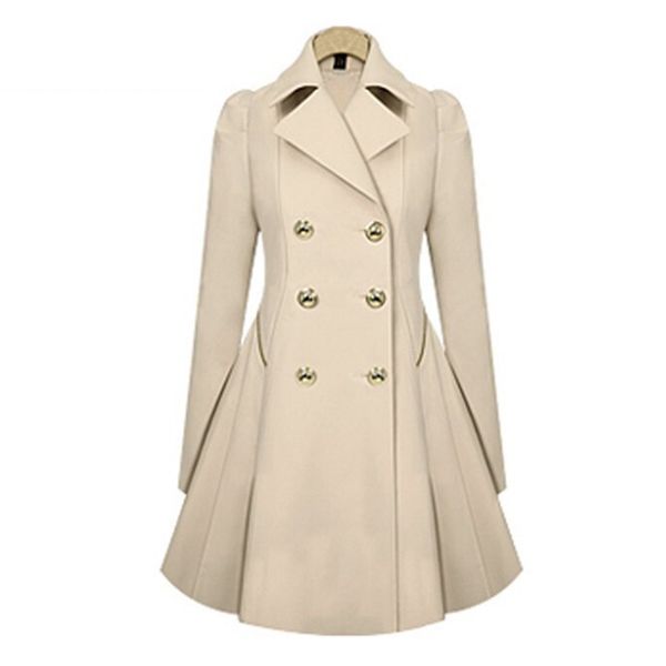 autumn winter plus size women casual long sleeve double breasted trench slim elegant office lady coat, Tan;black
autumn winter plus size women casual long sleeve double breasted trench slim elegant office lady coat, Tan;black
