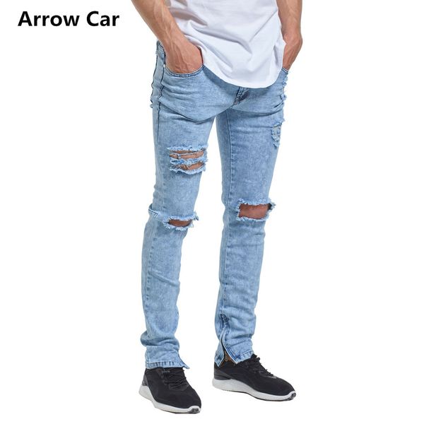 european style fashion ripped jeans men high street trend zipper decorative men's jeans skinny solid hole pants, Blue
european style fashion ripped jeans men high street trend zipper decorative men's jeans skinny solid hole pants, Blue