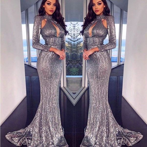 stylish mermaid sequined prom dresses high neck key-hole long sleeves formal evening gown luxury sequins dubai party dress cocktail dresses, Black
stylish mermaid sequined prom dresses high neck key-hole long sleeves formal evening gown luxury sequins dubai party dress cocktail dresses, Black