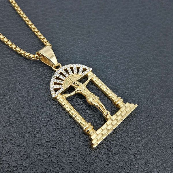gold punk hip hop zircon door type christian jesus pendant necklace for women men with 60cm chain necklace charm jewelry, Silver
gold punk hip hop zircon door type christian jesus pendant necklace for women men with 60cm chain necklace charm jewelry, Silver