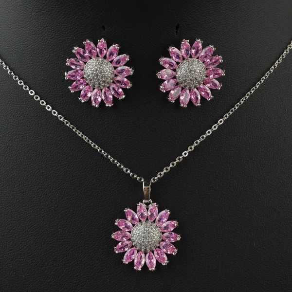 small daisy flower design white/pink zircon pendant necklace earring jewelry set for women/girl,fashion jewelry set, Silver
small daisy flower design white/pink zircon pendant necklace earring jewelry set for women/girl,fashion jewelry set, Silver