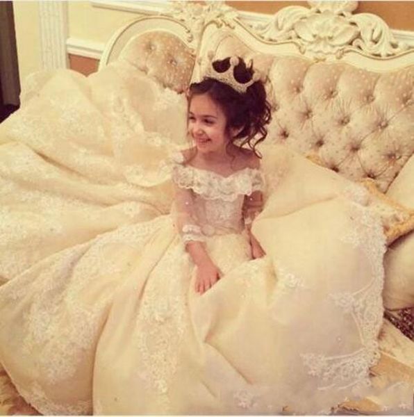 ball gown off shoulder lace applique flower girl dresses for wedding sheer long sleeve kids birthday dress lace up back girls pageant gowns, White;blue
ball gown off shoulder lace applique flower girl dresses for wedding sheer long sleeve kids birthday dress lace up back girls pageant gowns, White;blue