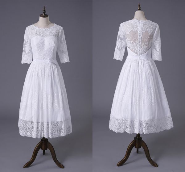 elegant tea length wedding dress 2018 sheer neck a line lace beaded hollow back with long sleeves ribbon wedding bridal gowns, White
elegant tea length wedding dress 2018 sheer neck a line lace beaded hollow back with long sleeves ribbon wedding bridal gowns, White