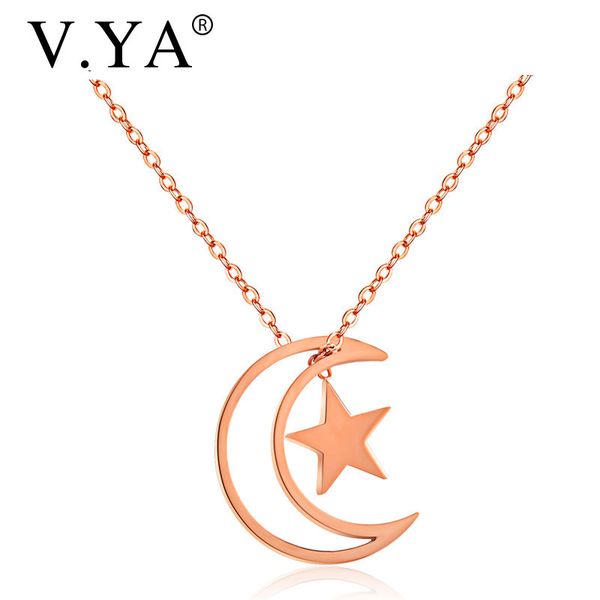v.ya lovely moon& star choker necklaces for women fashion rose gold color stainless steel pendant wedding jewelry gifts dropship, Golden;silver
v.ya lovely moon& star choker necklaces for women fashion rose gold color stainless steel pendant wedding jewelry gifts dropship, Golden;silver