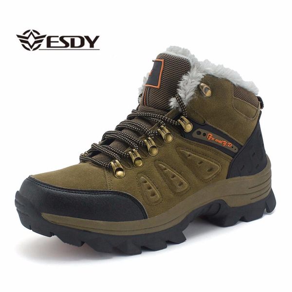 men winter snow boots waterproof warm fur & plush lace up work ankle boots high leather fashion men's casual shoes, Black
men winter snow boots waterproof warm fur & plush lace up work ankle boots high leather fashion men's casual shoes, Black