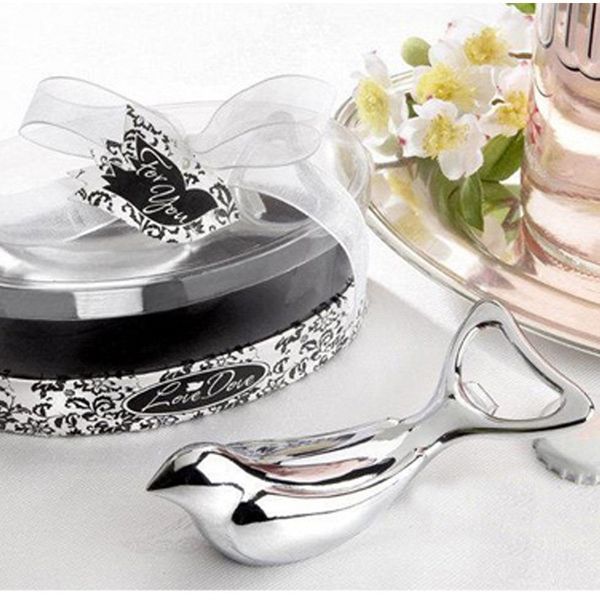 The love dove bird ilver chrome wine bottle beer opener can opener bridal wedding hower favor gift with retail package 
The love dove bird ilver chrome wine bottle beer opener can opener bridal wedding hower favor gift with retail package