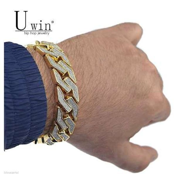 uwin sand blast bracelet cuban chain link alloy iced out hip hop gold silver tone heavy 18 mm mens bracelet 8.6", Black
uwin sand blast bracelet cuban chain link alloy iced out hip hop gold silver tone heavy 18 mm mens bracelet 8.6", Black