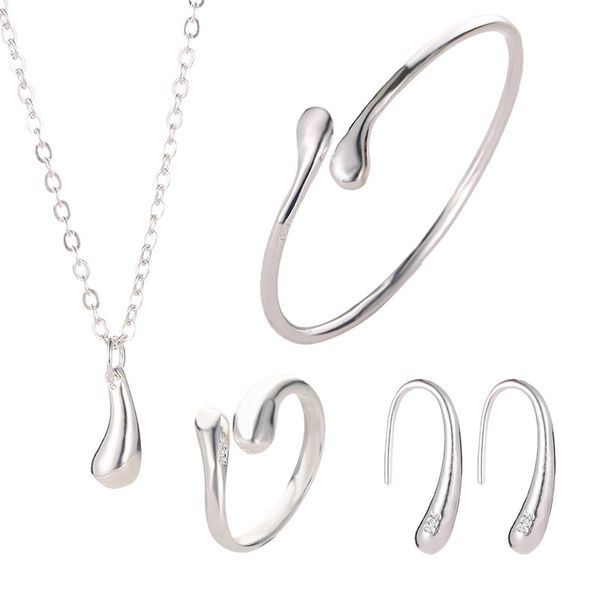 4 pcs/set exquisite open bangle drop-shaped necklace special designed ring earrings silver jewelry sets for women
4 pcs/set exquisite open bangle drop-shaped necklace special designed ring earrings silver jewelry sets for women