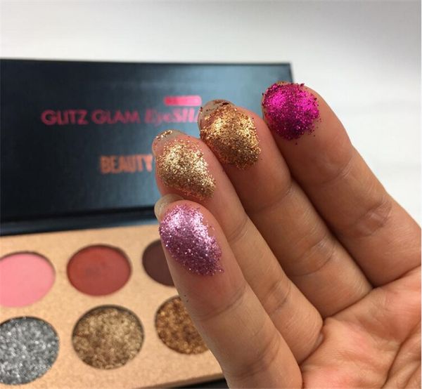 Beauty Glazed Glitz Glam 10colors Glitter Eyeshadow Sequins Palette Eyeshadow Highlighter Shimmer Beauty Makeup Brand Dhl Shipping