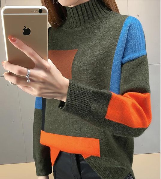 sweater female blue patchwork set head half turtleneck sweater autumn and winter tide, White;black
sweater female blue patchwork set head half turtleneck sweater autumn and winter tide, White;black