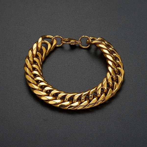 hip hop rock chain & link double layer cuban bracelets biker gold color stainless steel curb bracelet bangles for men jewelry, Black
hip hop rock chain & link double layer cuban bracelets biker gold color stainless steel curb bracelet bangles for men jewelry, Black