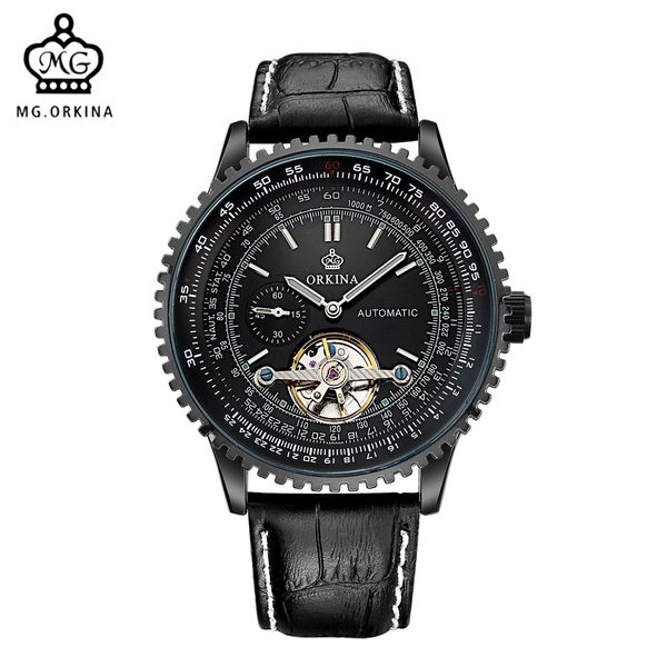 mg. orkina tourbillion mechanical watch fashion casual geared bezel male clock relogio leather strap men's bracelet watch, Slivery;brown
mg. orkina tourbillion mechanical watch fashion casual geared bezel male clock relogio leather strap men's bracelet watch, Slivery;brown