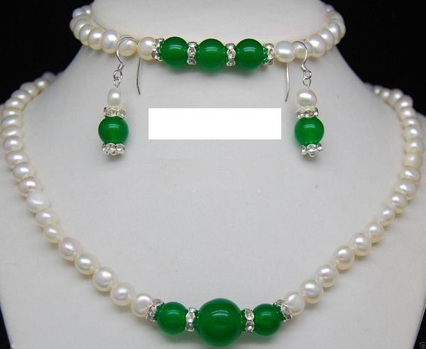 natural 7-8mm white pearl & green jade gems necklace bracelet earring set 18"7.5<<<ing, Black
natural 7-8mm white pearl & green jade gems necklace bracelet earring set 18"7.5<<<ing, Black