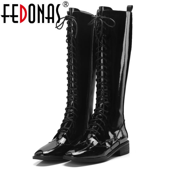 fedonas fashon new patent leather knee high boots high heels lace up motorcycle boots female long winter shoes woman, Black
fedonas fashon new patent leather knee high boots high heels lace up motorcycle boots female long winter shoes woman, Black