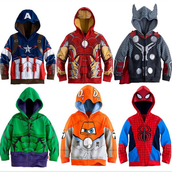 

Boys Hoodies Avengers Marvel Superhero Iron Man Thor Hulk Captain America Spiderman Sweatshirt for Boys Kid Cartoon Jacket 3-8T Y18102507