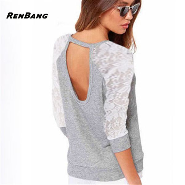 renbang women's long sleeve casual hollow out t-shirt lace t-shirt backless embroidery knitted pullover splicing tees, White
renbang women's long sleeve casual hollow out t-shirt lace t-shirt backless embroidery knitted pullover splicing tees, White