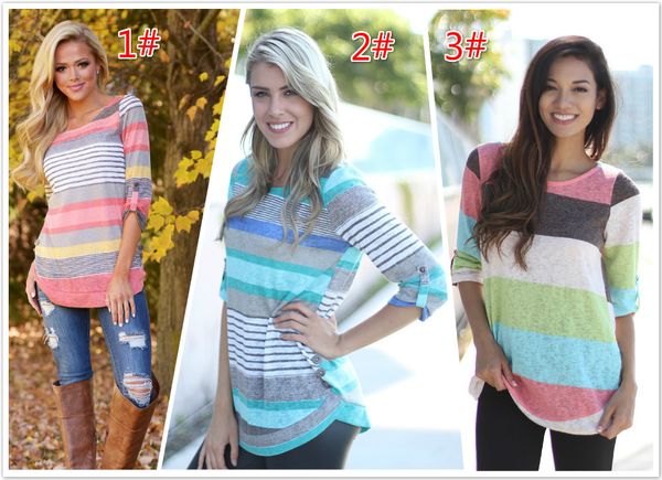 fashion striped mulitcolor irregularly printed round neck 3/4 sleeved woman designer tshirt women clothes cotton knitwear maternity, White
fashion striped mulitcolor irregularly printed round neck 3/4 sleeved woman designer tshirt women clothes cotton knitwear maternity, White