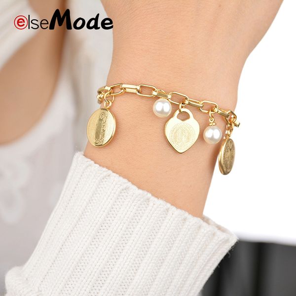elsemode virgin mary charm heart jesus coin pearl bracelet 316 l stainless steel adjustable bangle & bracelet for women jewelry, Black
elsemode virgin mary charm heart jesus coin pearl bracelet 316 l stainless steel adjustable bangle & bracelet for women jewelry, Black