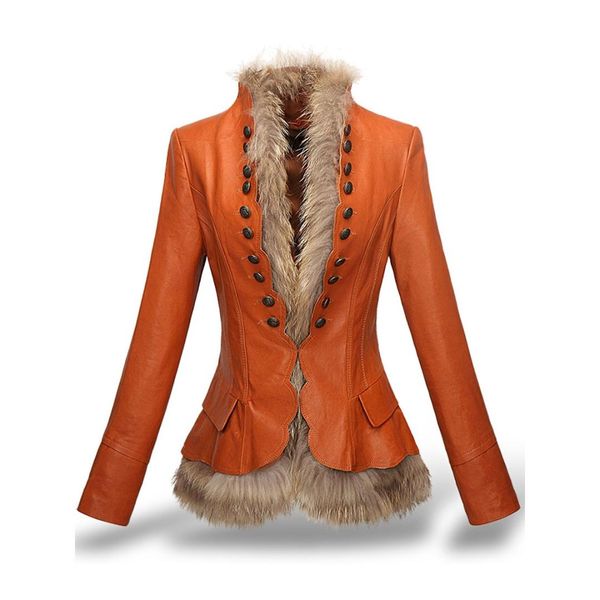 women faux leather coats jacket rivet slim cool overcoat buckle chic winter thick fur liner detachable pu suede england winter, Black
women faux leather coats jacket rivet slim cool overcoat buckle chic winter thick fur liner detachable pu suede england winter, Black