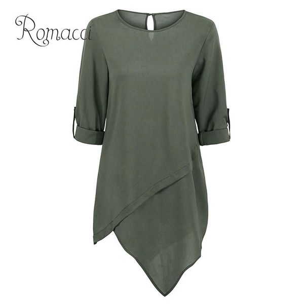 romacci women plus size blouse solid dip irregular hemline oversize women clothing rolled long sleeve buttons casual loose, White
romacci women plus size blouse solid dip irregular hemline oversize women clothing rolled long sleeve buttons casual loose, White