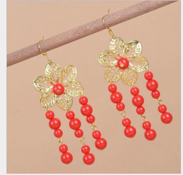 costume accessories, national style bride accessories earrings, Slivery;golden