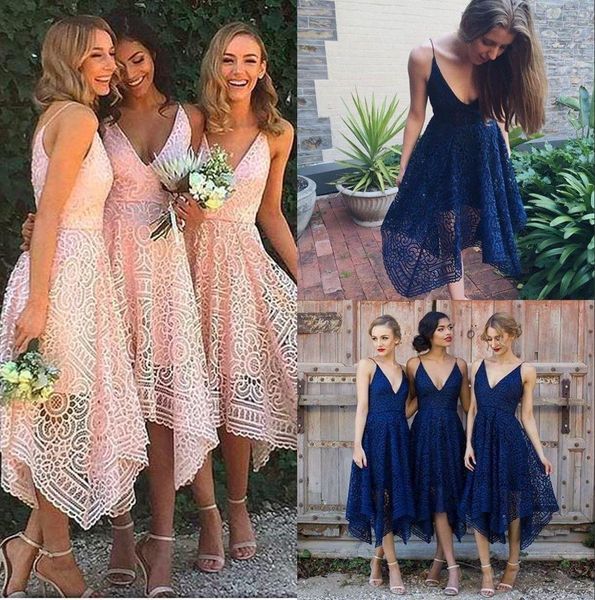 2018 elegant lace summer beach bohemia bridesmaid dresses irregular hem v neck tea length maid of honor country wedding guest dresses ba4085, White;pink
2018 elegant lace summer beach bohemia bridesmaid dresses irregular hem v neck tea length maid of honor country wedding guest dresses ba4085, White;pink