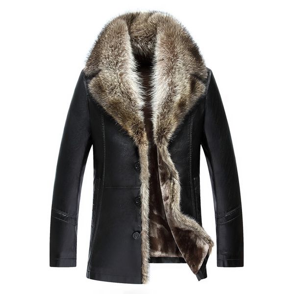 wholesale- 2017 winter new long thicken warm men leather jacket with fur collar plus size good quality mens leather fur coat, Black
wholesale- 2017 winter new long thicken warm men leather jacket with fur collar plus size good quality mens leather fur coat, Black