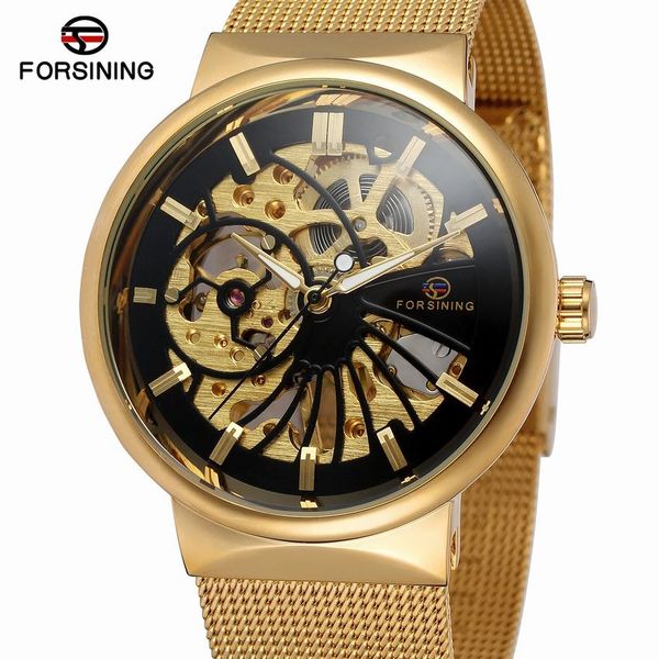 forsining mechanical skeleton watches golden stainless steel strap ultra thin case fashion mens watches, Slivery;brown
forsining mechanical skeleton watches golden stainless steel strap ultra thin case fashion mens watches, Slivery;brown