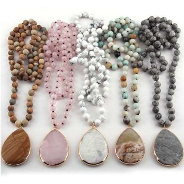 fashion bohemian jewelry natural stone knotted stone matching stone drop pendant necklaces for women, Silver
fashion bohemian jewelry natural stone knotted stone matching stone drop pendant necklaces for women, Silver