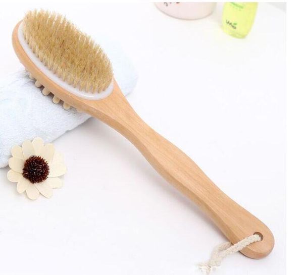 new 2 in 1 sided natural bristles scrubber long handle wooden spa shower brush bath body massage brushes
new 2 in 1 sided natural bristles scrubber long handle wooden spa shower brush bath body massage brushes