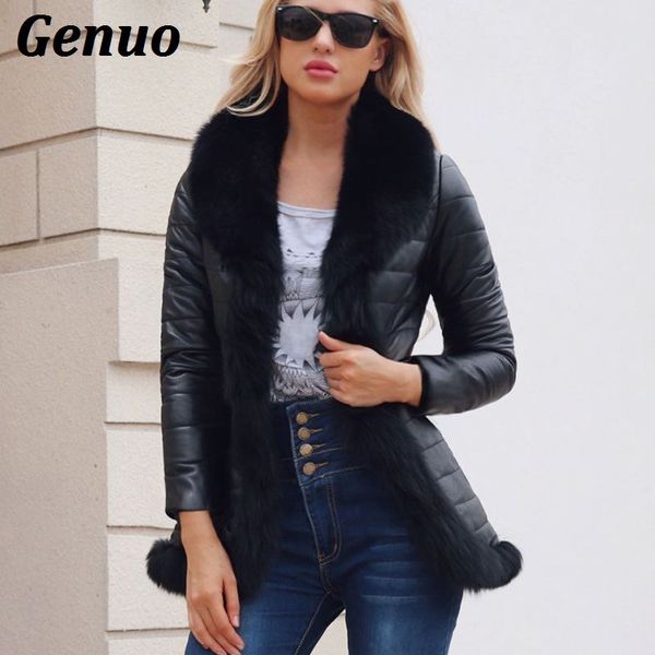 winter pu leather jacket women elegant long sleeve turn down fur collar slim cardigans leather jacket outwear coat genuo parka, Black
winter pu leather jacket women elegant long sleeve turn down fur collar slim cardigans leather jacket outwear coat genuo parka, Black