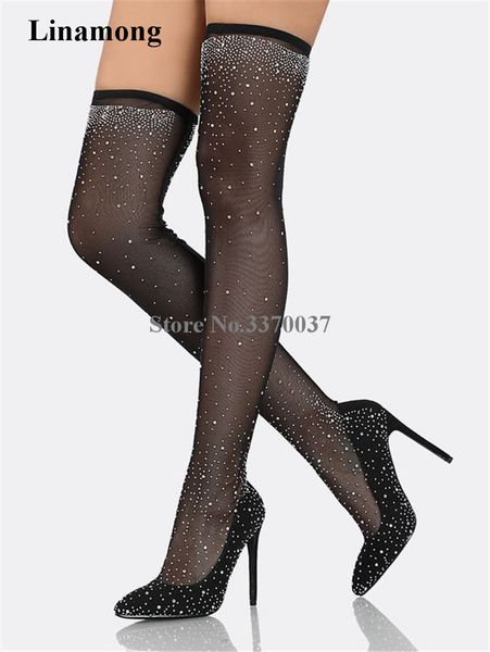new fashion women pointed toe black lace mesh over knee legging boots super high heel rhinestone bandage crystal sock boots
new fashion women pointed toe black lace mesh over knee legging boots super high heel rhinestone bandage crystal sock boots