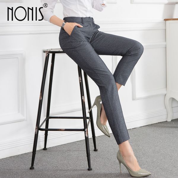 nonis black gray women business formal pants office ladies work wear mid waist straight trousers plus size femme pantalon, Black;white
nonis black gray women business formal pants office ladies work wear mid waist straight trousers plus size femme pantalon, Black;white