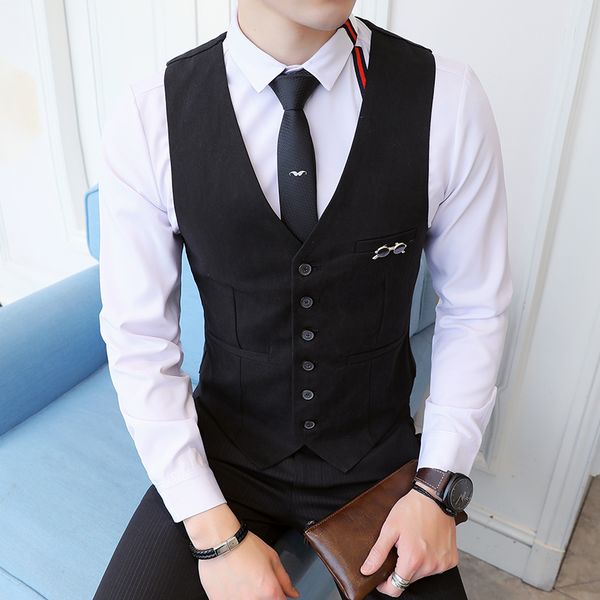2018 new england wind vest classic fashion casual suit vest men's solid color wild, Black;white
2018 new england wind vest classic fashion casual suit vest men's solid color wild, Black;white
