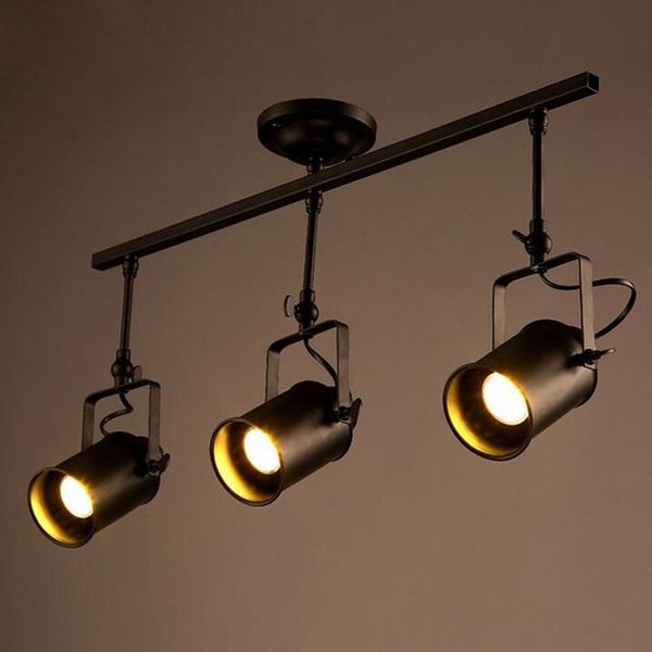 1/2/3/4 Heads Cylinder Loft Ceiling Pendant Light Industrial Track Lamp Spotlight Black Color